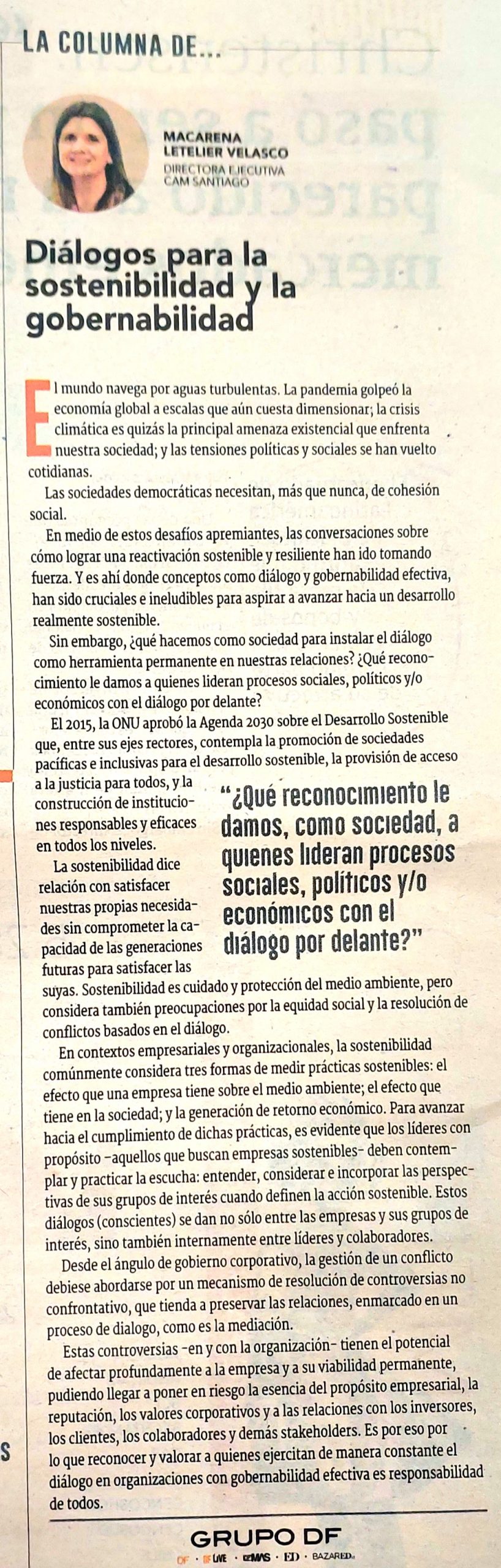 Diálogos para la Sostenibilidad y Gobernabilidad