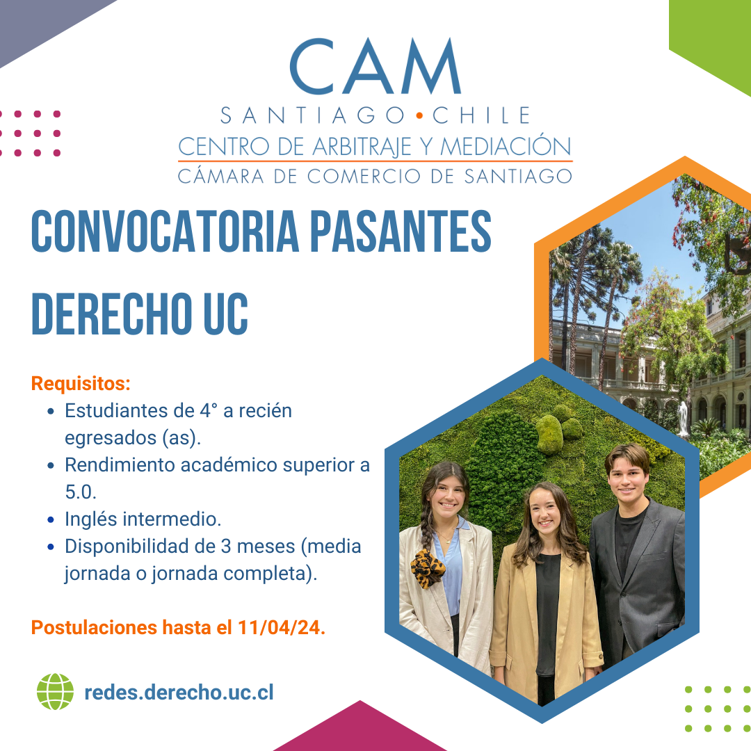 Convocatoria Pasantes Derecho UC 1° Semestre 2024