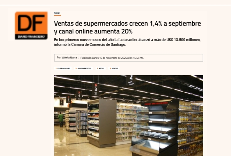Ventas de supermercados crecen 1,4% a septiembre y canal onl...