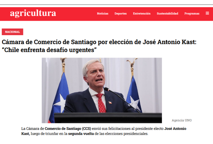 Cámara de Comercio de Santiago por elección de José Anton...