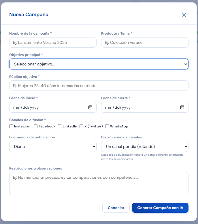 Integración con campañas